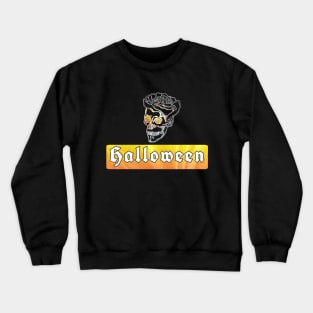 Halloween Skull - Yellow Black Crewneck Sweatshirt